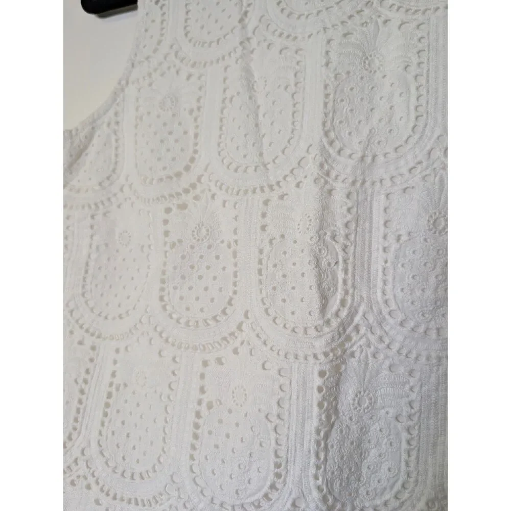 J. McLaughlin White Eyelet Sleeveless Blouse - Picture 7 of 7